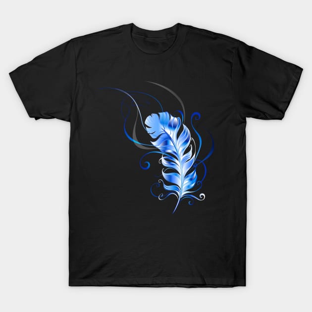 Feather of Blue Fire T-Shirt by Blackmoon9